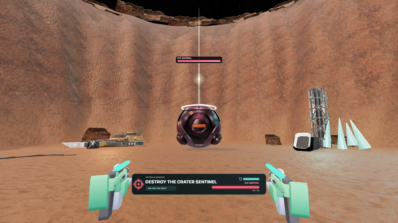 Crusader's rocky alien crater and equipment