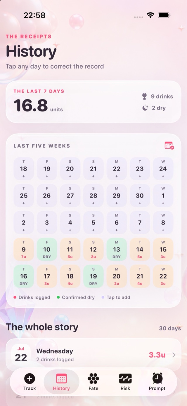 Pass 3 History screen