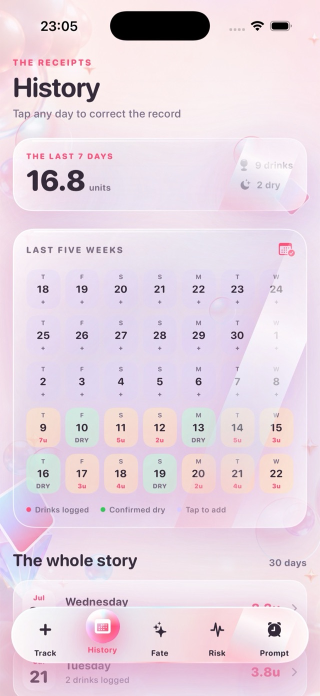 Pass 4 History screen